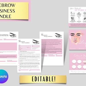 Pakiet BROW BUSINESS MARKETING w formacie PDF – edytowalny rejestr zabiegów klienta, karta lojalnościowa, szablony wizytówek.