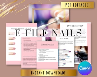 E-file Nails Training Manual: Beauty Academy Resource (Canva Editable PDF)