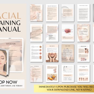 Facials Training Manual for beauty academy training, esthetician school training manual for facials