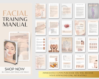Facials Training Manual for beauty academy training, esthetician school training manual for facials