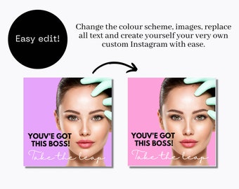 Instagram templates Beauty industry, training academy. Canva made, editable.