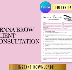 Henna Brow PDF Edytowalny Zapis Zabiegu Klienta, Konsultacja Brwi Od, Karta Przyjęcia Klienta, Formularz Konsultacji Kosmetycznej