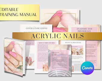 Acrylic Nails Training Manual | Editable Canva Template for Nail Technician Trainers