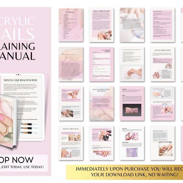 Acrylic Nails Training Manual, nails training manual, become a nail tech, teach nails