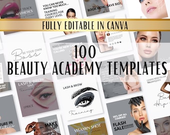 Instagram templates Beauty industry, training academy templates, editable Canva templates
