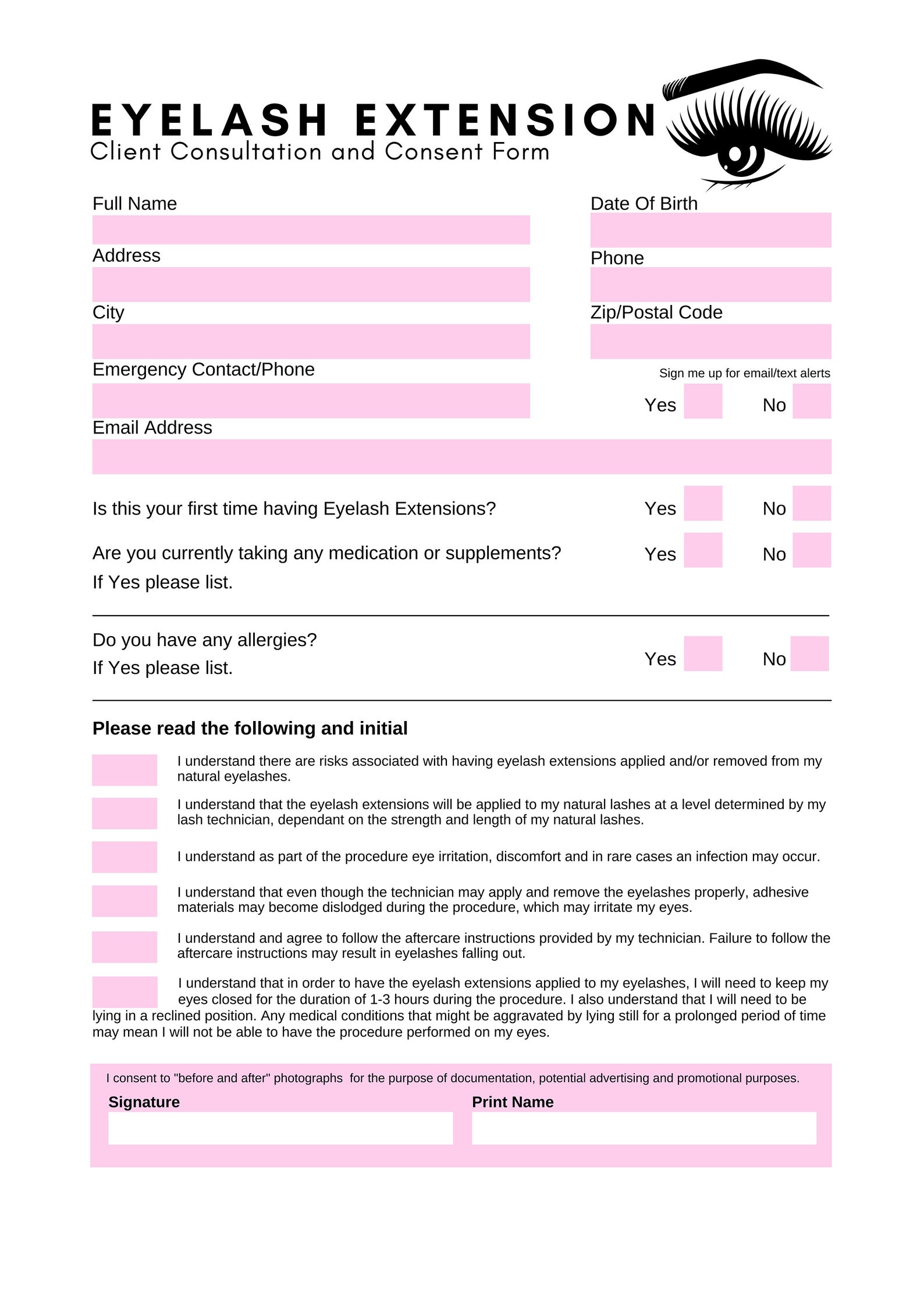 Eyelash Policy Form for Client Consultations Editable Client Etsy UK Eyelash Policy Form for Client Consultations Editable Client Etsy UK