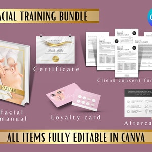 Facial Training Manual bundle for beauty academy training esthetician school training manual for facials
