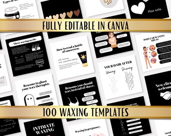 Waxing Instagram Templates: Black & White Canva Posts (100)