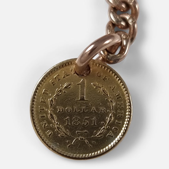 9ct Rose Gold Albert Watch Chain & 1851 Liberty H… - image 7