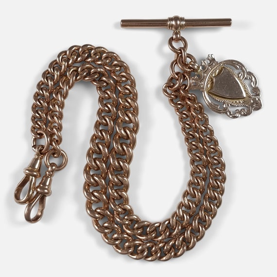 9ct rose gold double albert chain clearance