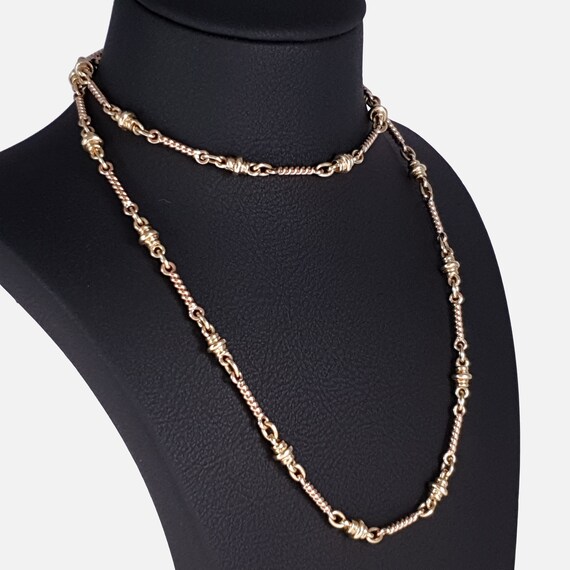 9ct Two-tone Gold Fancy Link Long Chain 