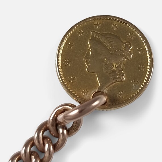 9ct Rose Gold Albert Watch Chain & 1851 Liberty H… - image 8