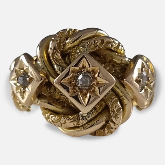 George V 18ct Yellow Gold Diamond Knot Ring - 1919 - Gem