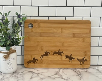 Horse and Rider Jumping, Hunter Jumper Charcuterie Cutting Board; Great gift for a special trainer, groom handler or awards ceremony!