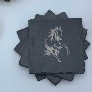 Horse Running, Set of Four Coasters, Slate Coaster Set, Personalized Coaster, Custom Coaster, Wedding Anniversary, Housewarming, Mothers Day