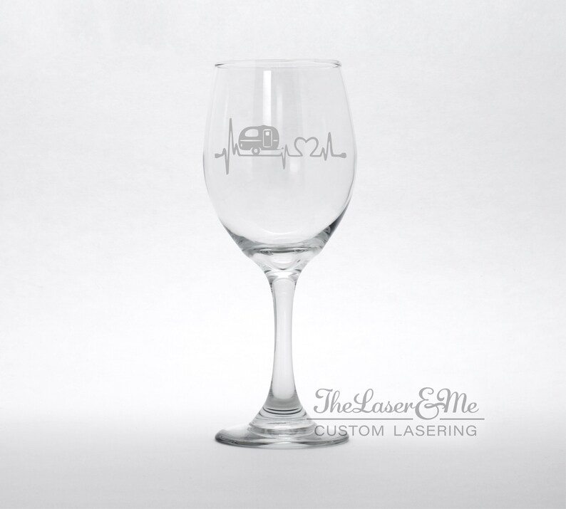 Camping Heartbeat and Heart Wine Glass Love Traveling and | Etsy