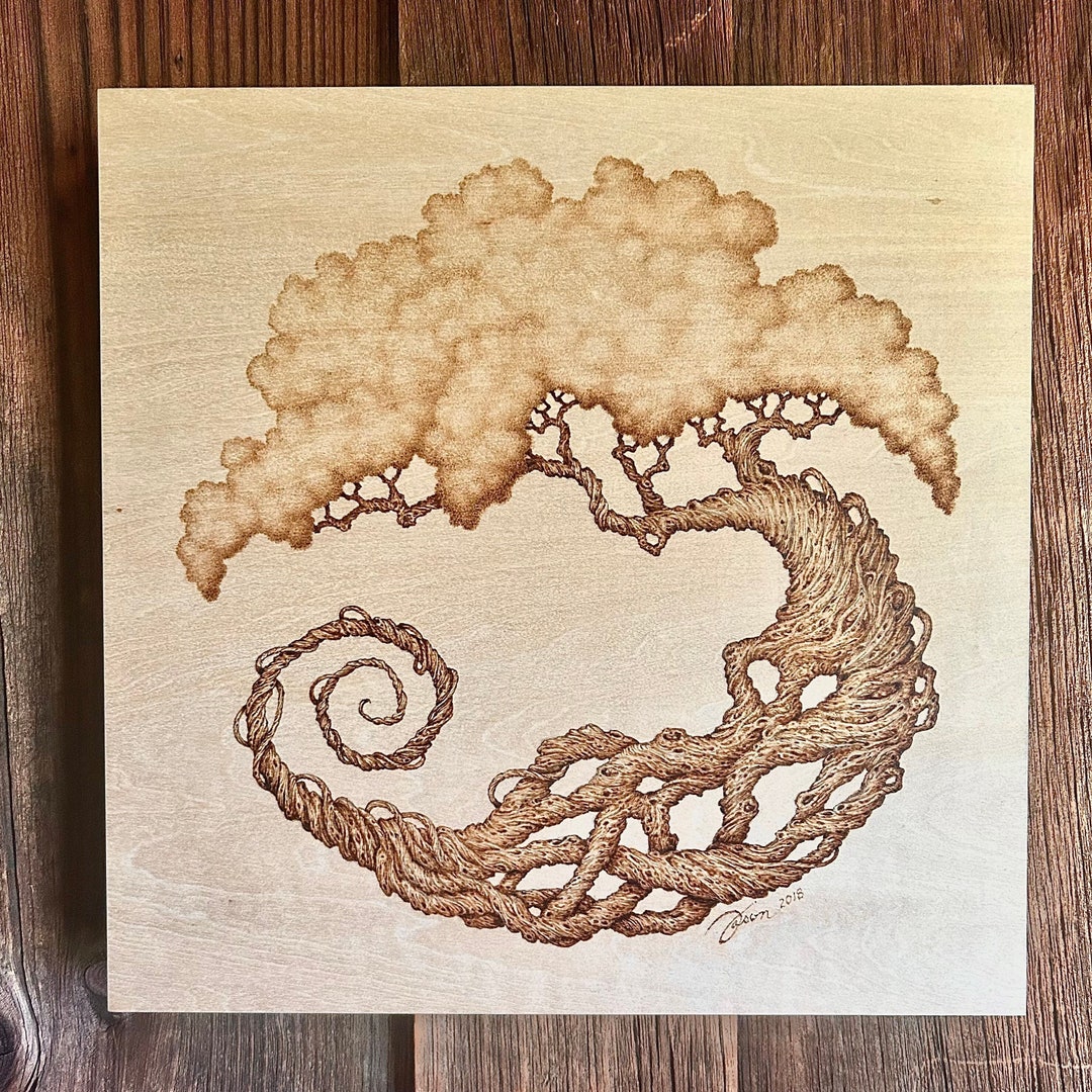 Pyography Tree Pyrography Tree of Life Wall Art: Handmade Burned Wood Decor - Etsy