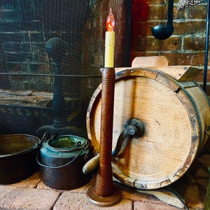 Vintage Spool Flameless Candle - Primitive Decor - Frame Bobbin Candle - Primitive Lighting Country Shelf/Mantle Decor