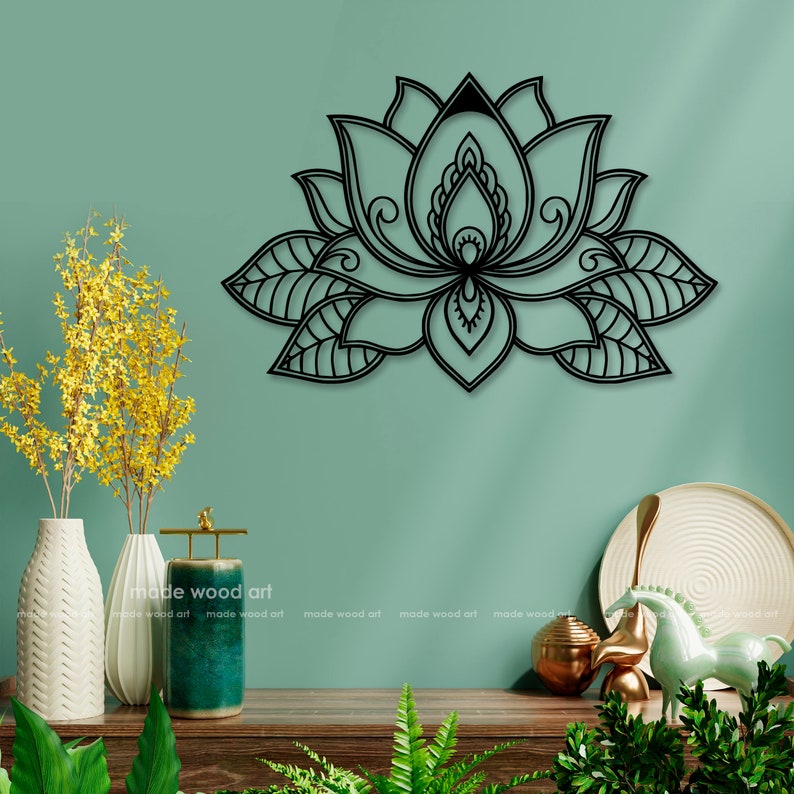 Lotus Flower Wooden Mandala Lotus Flower Wall Art Wood Wall Etsy