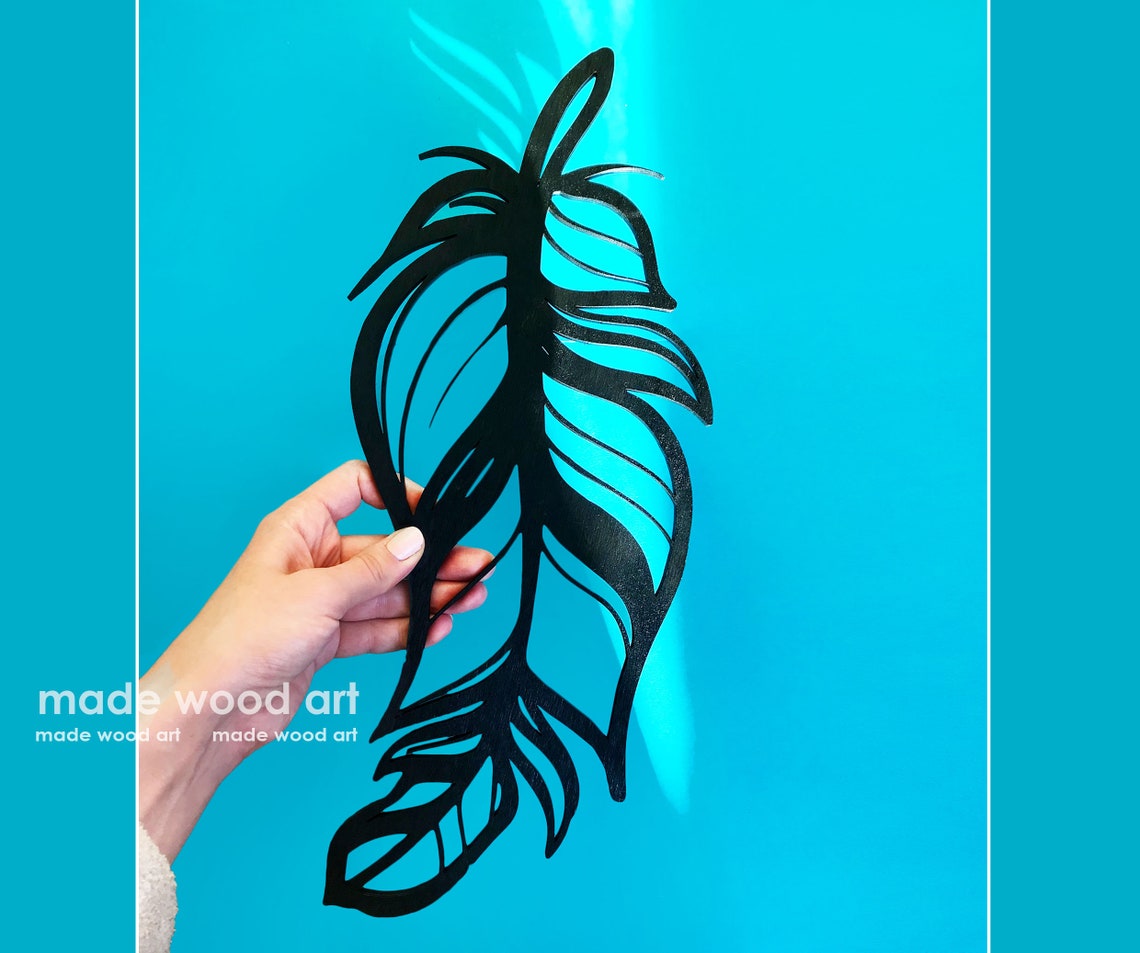 Feather Wall Decor Wood Wall Art Feather Wall Art Wood Feather Etsy