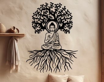 Arte mural de Buda, arte mural de madera de Buda, arte mural hindú, arte mural zen, arte mural de meditación, arte mural espiritual, decoración de meditación, regalos de yoga