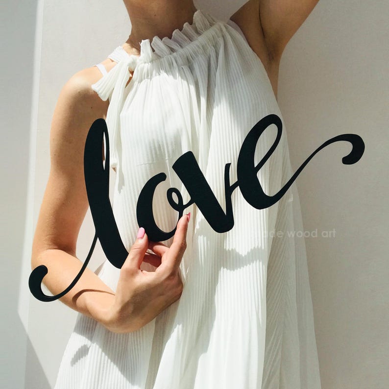 Wooden Letter Love Sign, Lovers Art, Above Bed Decor, Minimalist Wall