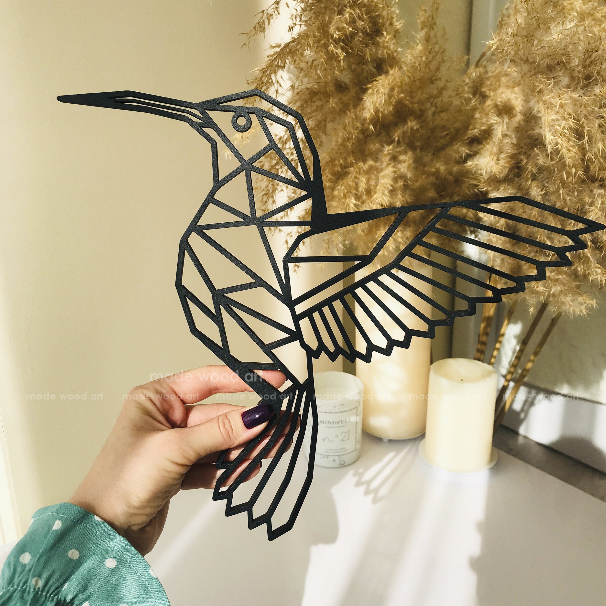 Hummingbird set of 2 Wooden Hummingbird Wall Decoration Wood Etsy