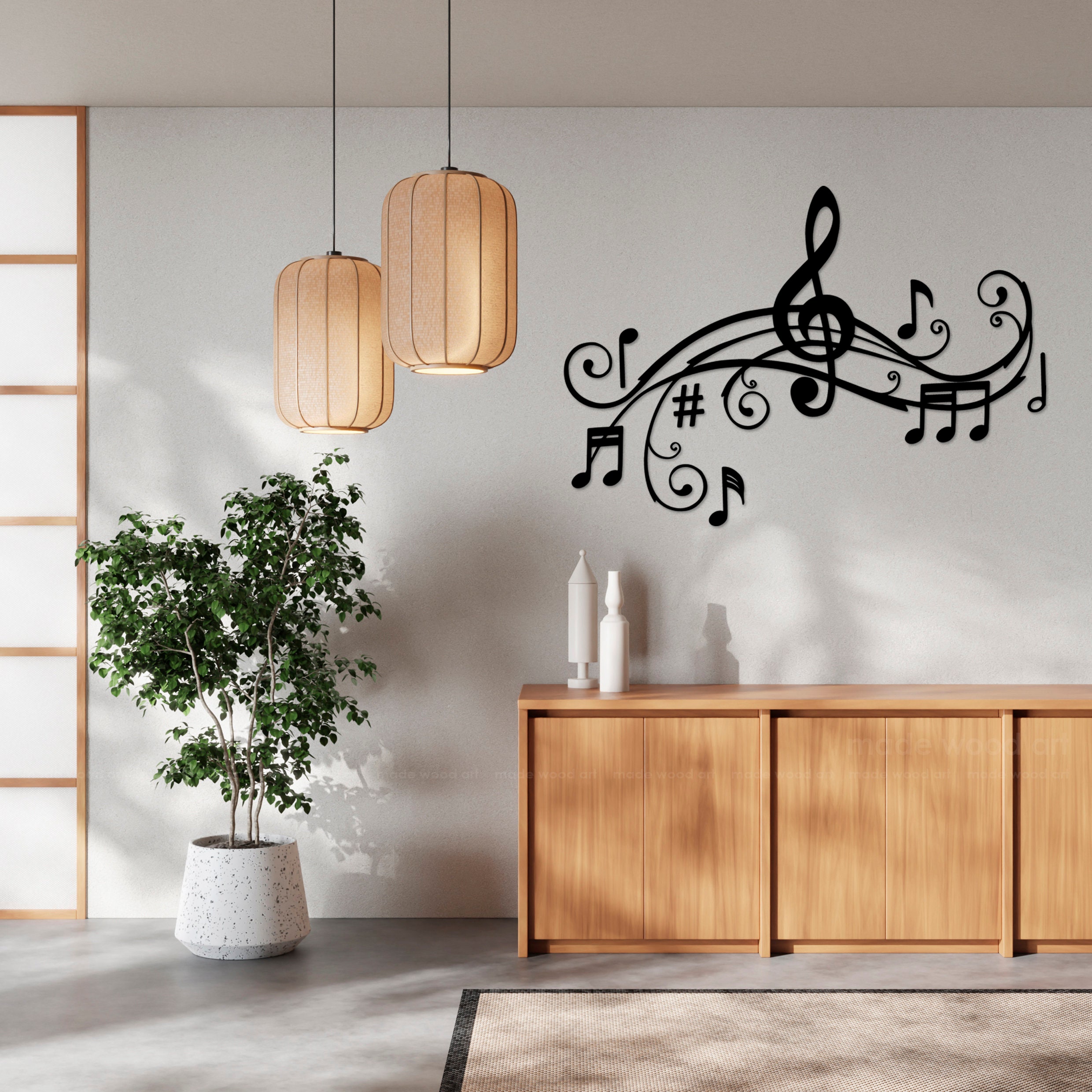Music Notes Wall Art, Wood Music Symbol, Sheet Music, Aesthetic