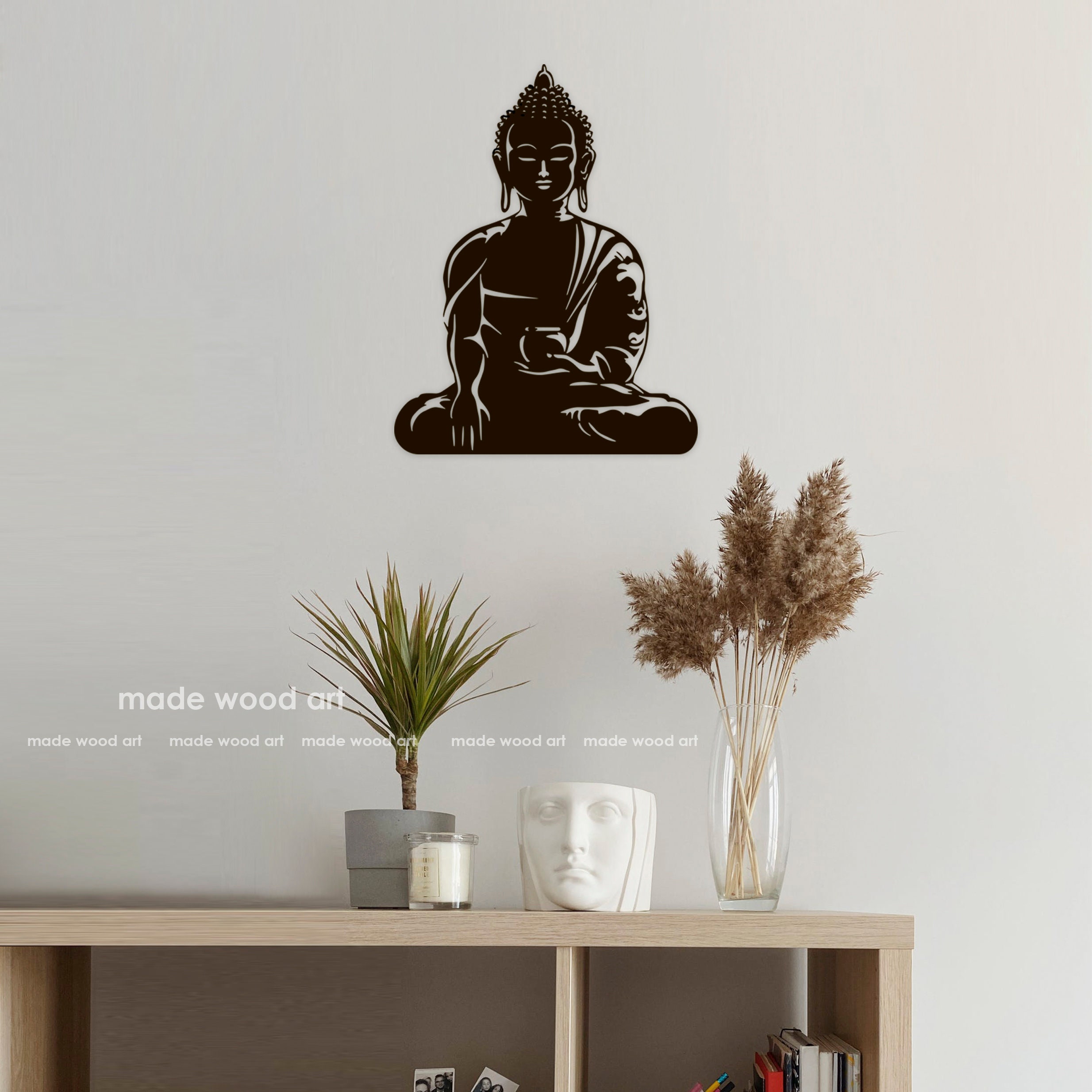 Buddha wall art Wooden buddha Hindu wall art Yoga studio decor Etsy
