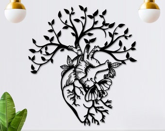 Anatomical Heart Tree Wall Art, Medical Office Decor, Wood Wall Hanging, Gift for Cardiologist, Medical Student Gift, Heart Surgeon Gift