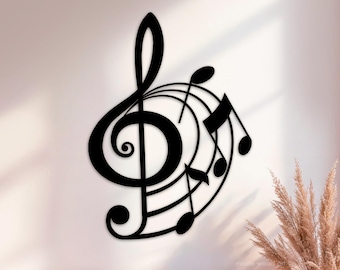 Music Wall Art, Wooden Musical Note, Living Room Decor, Sheet Music Artwork, Piano Wall Hangings, Treble Clef Sign, Gifts for Musicians
