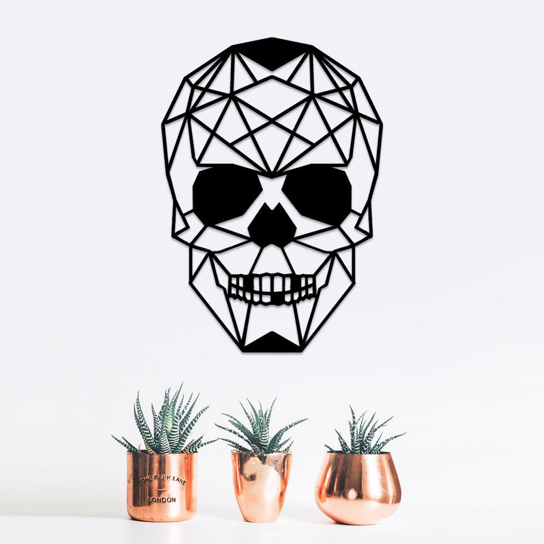 Gold Skull Wall Hanging Wooden Skull Wall Decor Geometric Etsy
