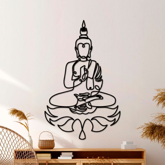 Buddha Wall Art, Wood Wall Decor, One Line Art, Zen Garden, Zen Wall Art,  Meditation Decor, Spiritual Wall Art, Buddha Art Work, Yoga Gifts - Etsy | Wandtattoos