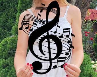 Music Note Wall Art, Wooden Sheet Music, Piano Teacher Gift, Wall Hangings, Music Studio Artwork, Room Decor, Singer Gift, Recording Studio