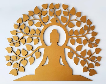 Wooden Buddha Wall Art, Zen Artwork, Meditation Sign, Buddhism, Yoga Gift, Meditating Buddha Wall Hanging, Badroom Decor, Spiritual Art