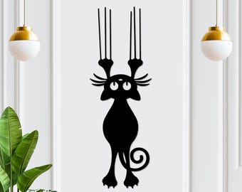 Black Cat Wood Decor, Cat Lover Gift, Funny Cat Wall Art, Wall Hangings, Animals Artwork, Home Decor, House Warming Gifts, Cat Mom Gift
