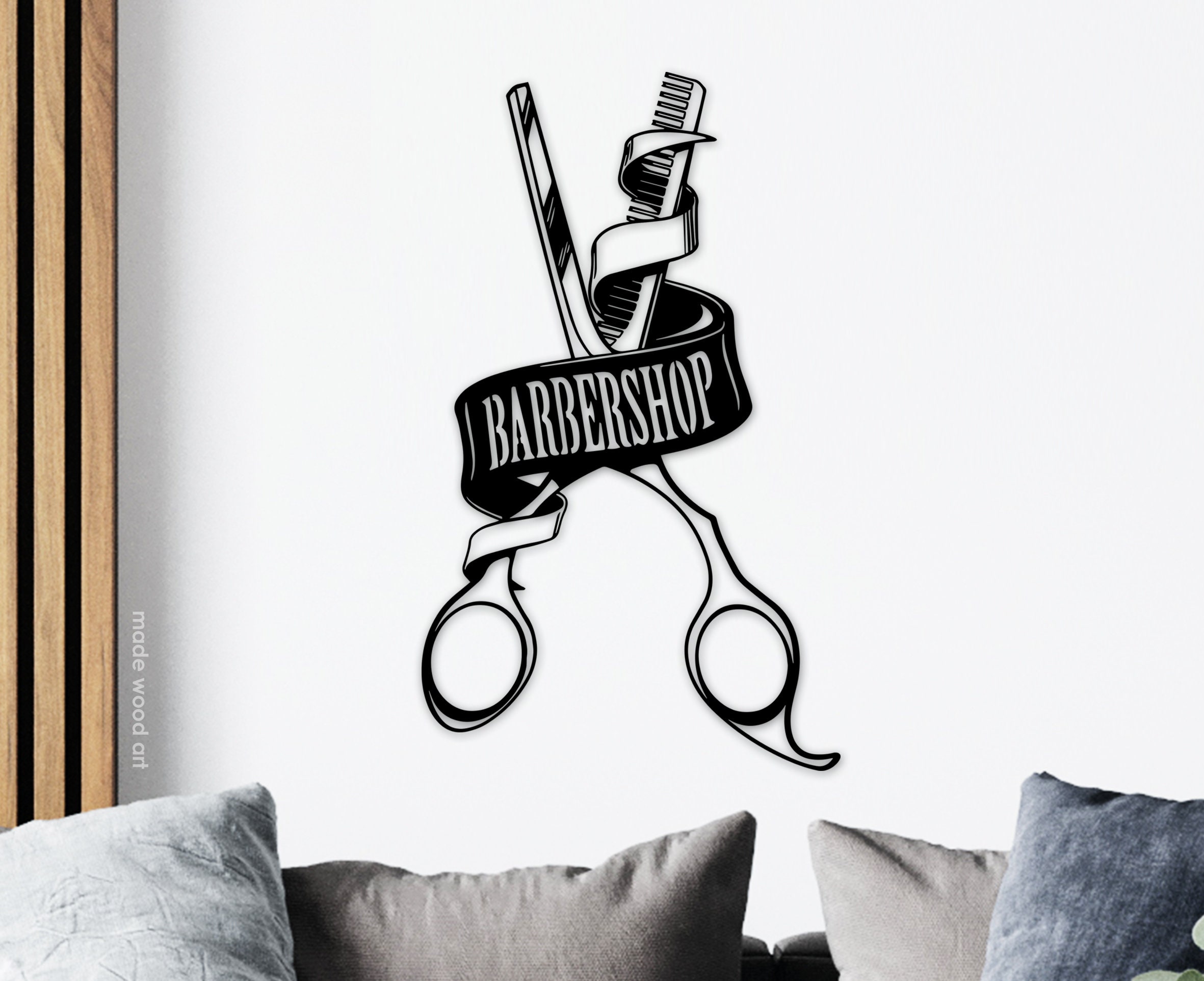 Custom barber shop sign Wood wall art decor Etsy