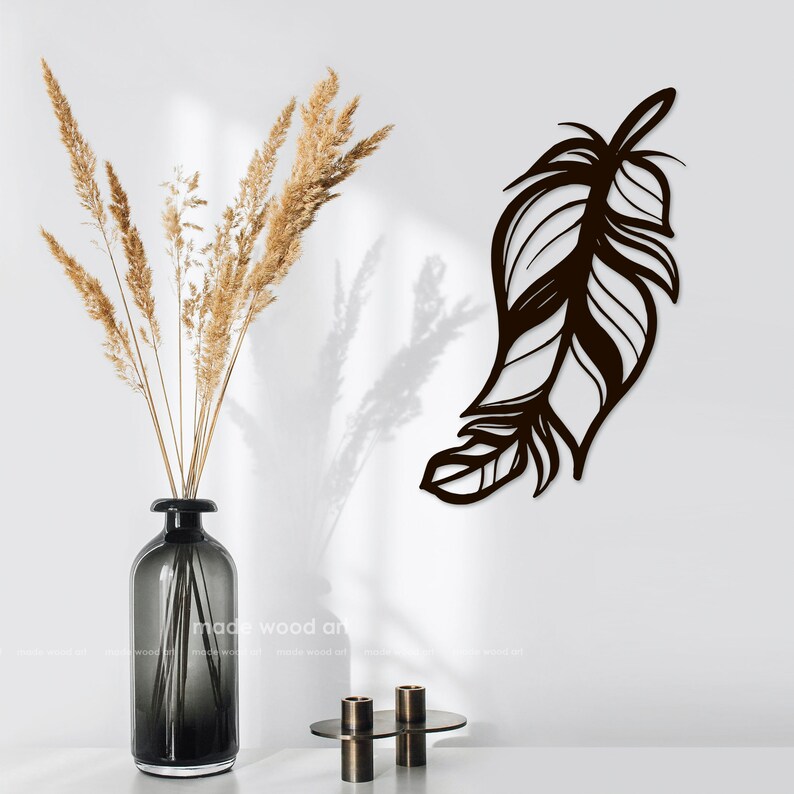 Feather Wall Decor Wood Wall Art Feather Wall Art Wood Feather Etsy