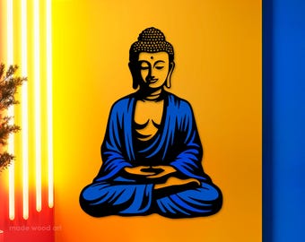 Buddha Wall Art, Zen Wooden Sign, Meditation Room, Buddhism Artwork, Yoga Wall Hanging, Self Decor, Mindfulness Gift, Spiritual Home Decor