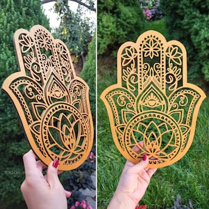 Hamsa Hand, Hamsa Wall Art, Wood Wall Decor, Hand of Fatima, Jewish Art, Jewish Home Blessing, Judaica, Spiritual Wall Art, Meditation Decor