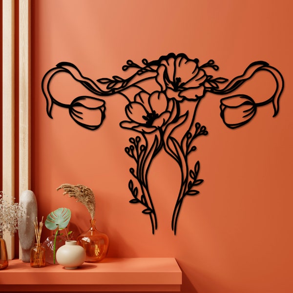 Uterus Flower Anatomy Art, Female Reproductive System, Wood Wall Art, Midwife Gift, Gynecologist, Medical Student Graduation, Doctor Gift