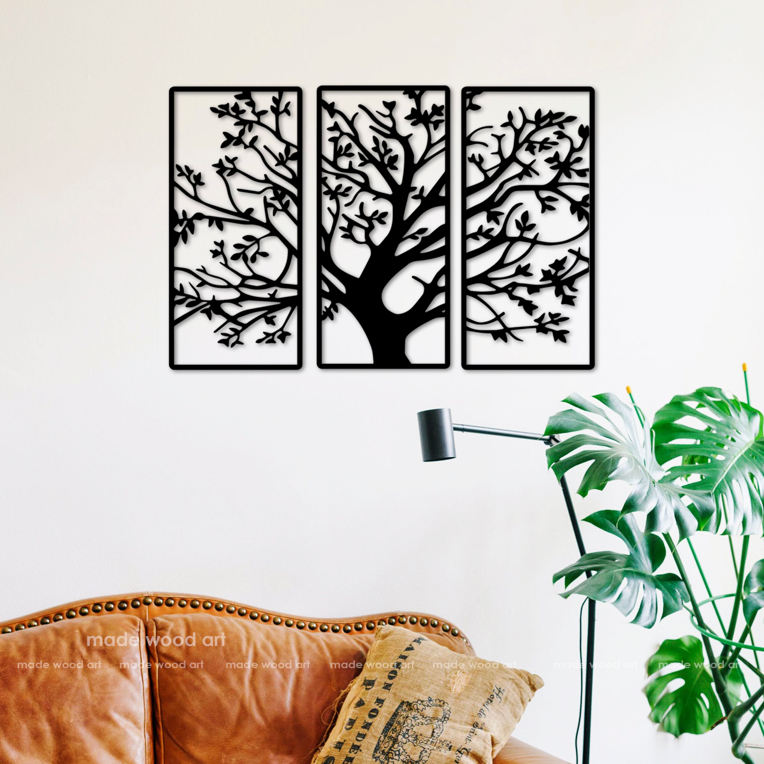 Triptych wall art Tree of Life 3 Panels Wood wall art 3 piece Etsy