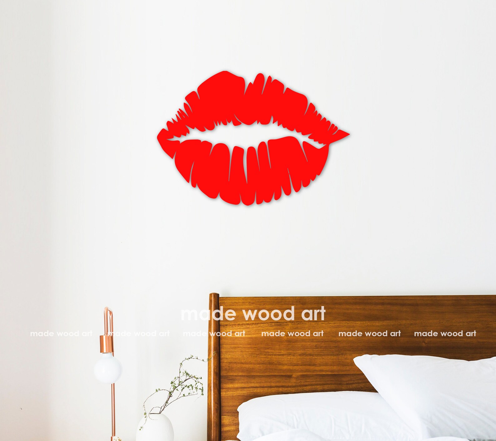 Red lips wall art Wood lips Wood wall decor Above bed decor Etsy