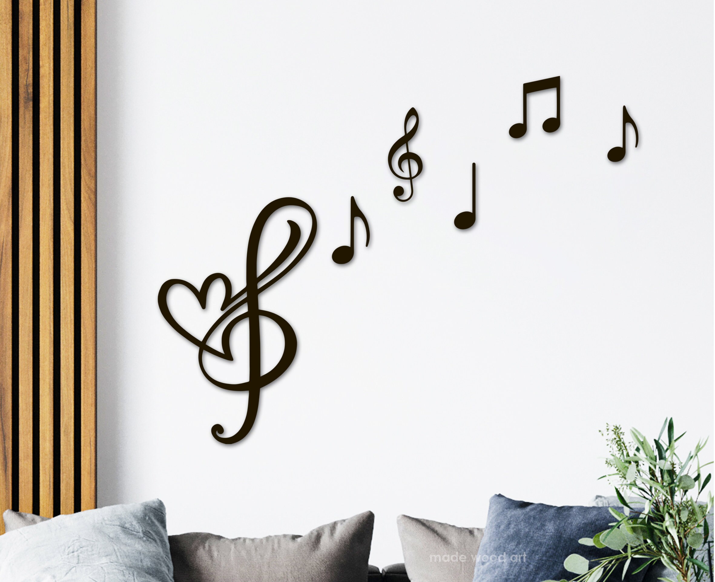 Music Notes Wall Art Wood Wall Decor Music Decor Living Etsy