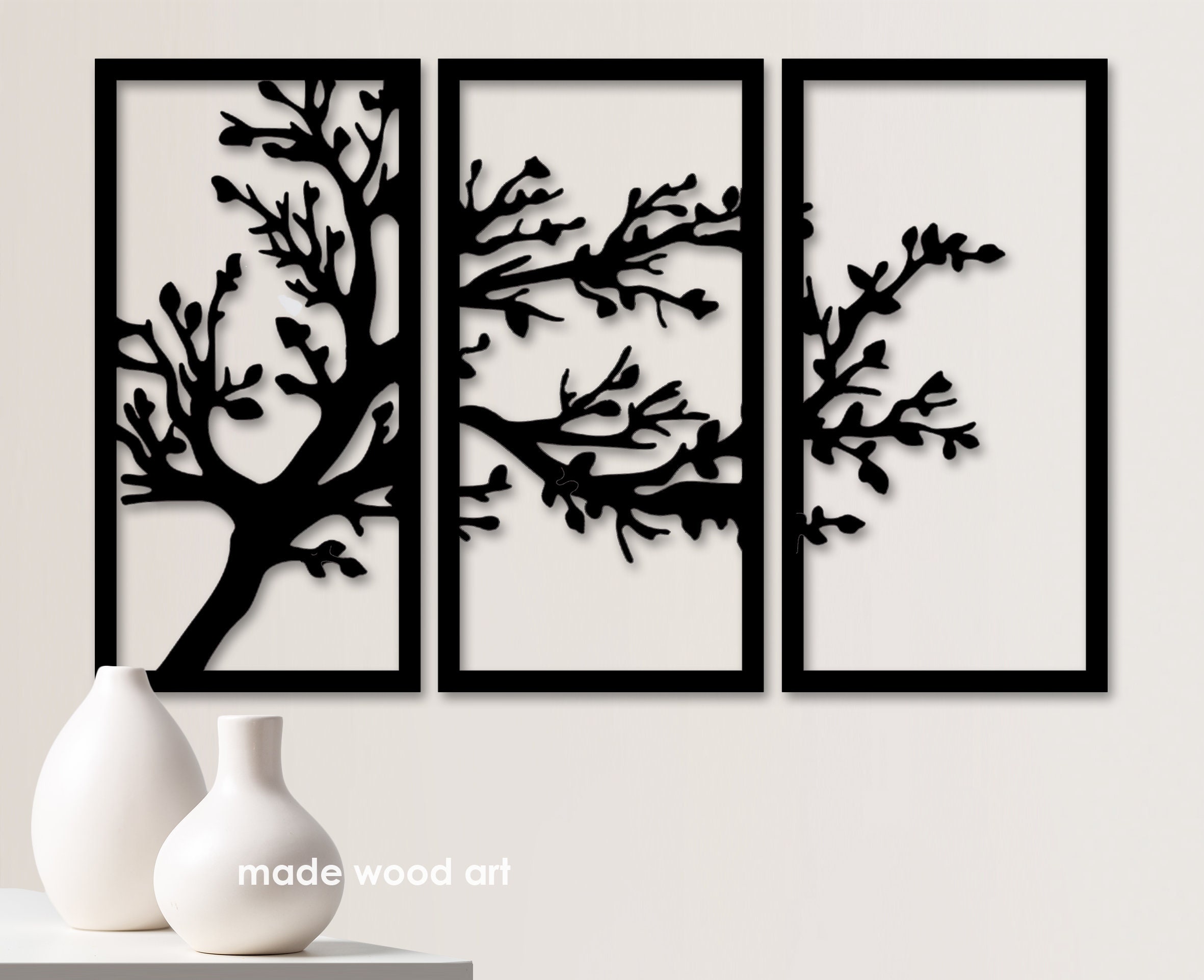Tree of Life Wall Art Wood Wall Art Triptych Wall Art | Etsy