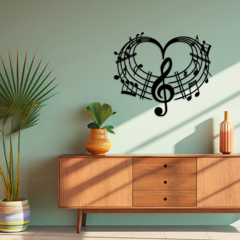 Tree Note Wall Music Notes Wall Art, Wood Music Symbol, Sheet Music, Treble Clef Wall ...