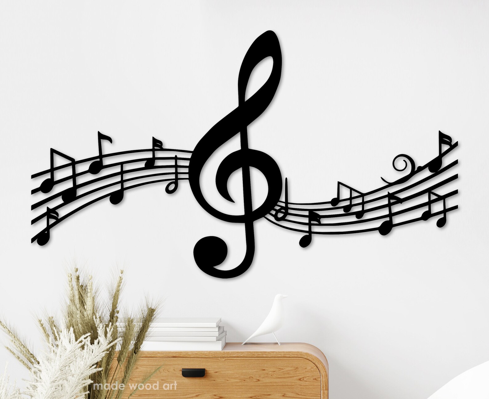 Musical Notes Wall Decor Wood Wall Art Treble Clef Decor Etsy
