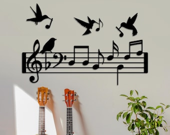 Wood Music Note Wall Decor, Music Symbols, Sheet Music Art, Piano Teacher Gift, Room Decor, Music Artwork, Music Themed Sign, Wall Sculpture