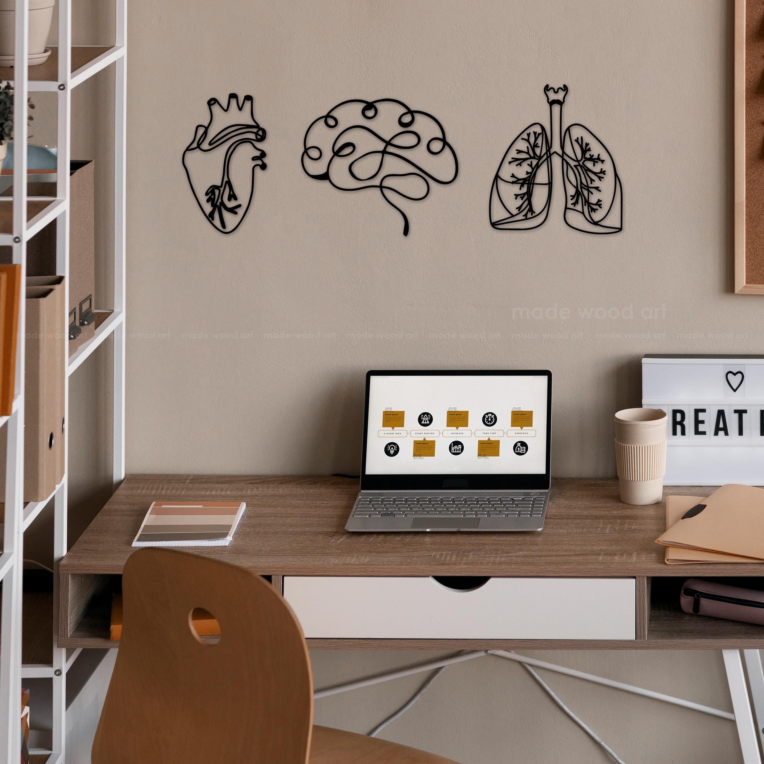 Health Science Decor 3 Piece Wood Wall Art, Medical Office Decor, Doctor Gift, Human ...