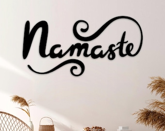 Letrero de madera "Namaste", arte mural de meditación, decoración espiritual, regalo para amantes del yoga, estudio de yoga, jardín zen, arte mural "Om", colgante de pared